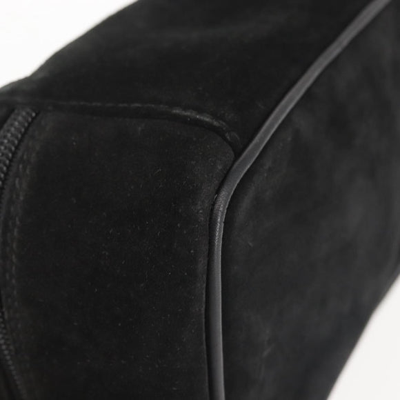 GUCCI Vanity Pouch Suede Black Gold 032 1705 0141 Auth 143303