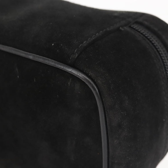 GUCCI Vanity Pouch Suede Black Gold 032 1705 0141 Auth 143303