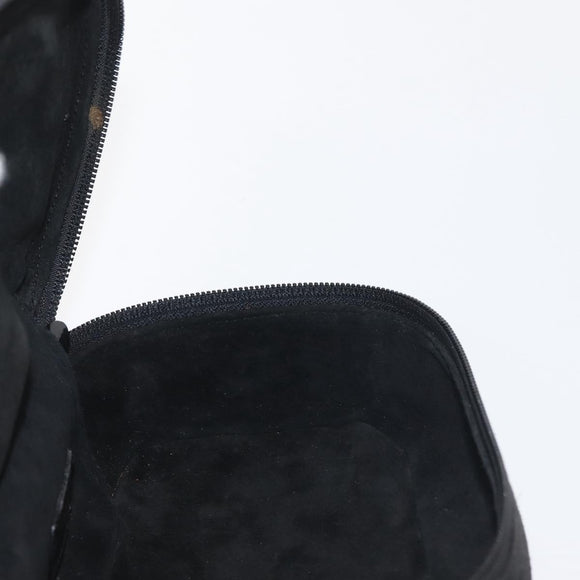 GUCCI Vanity Pouch Suede Black Gold 032 1705 0141 Auth 143303