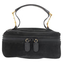 GUCCI Vanity Pouch Suede Black Gold 032 1705 0141 Auth 143303-13