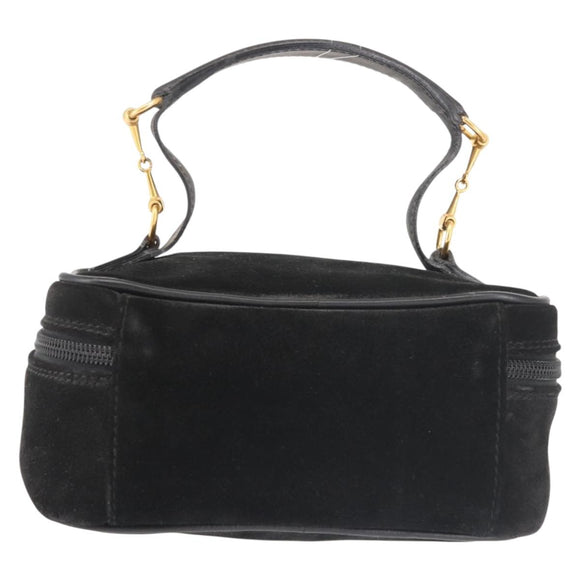 GUCCI Vanity Pouch Suede Black Gold 032 1705 0141 Auth 143303