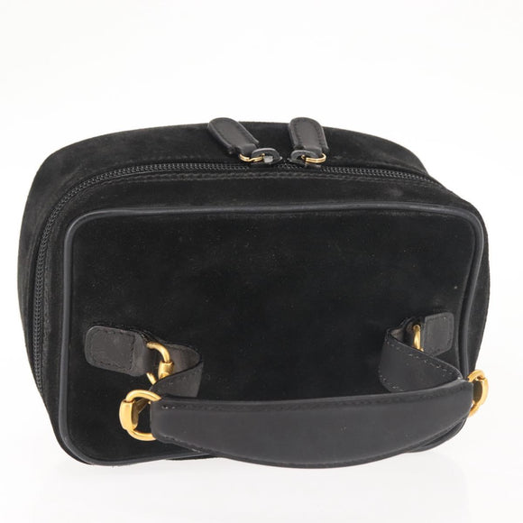 GUCCI Vanity Pouch Suede Black Gold 032 1705 0141 Auth 143303