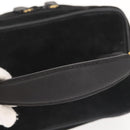 GUCCI Vanity Pouch Suede Black Gold 032 1705 0141 Auth 143303-7