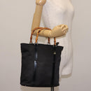 GUCCI Bamboo Hand Bag Nylon Black Silver 000 1998 0508 Auth 143305-21