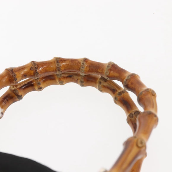 GUCCI Bamboo Hand Bag Nylon Black Silver 000 1998 0508 Auth 143305