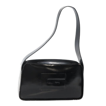 GUCCI Shoulder Bag Enamel Black Silver 001 3031 Auth 143306
