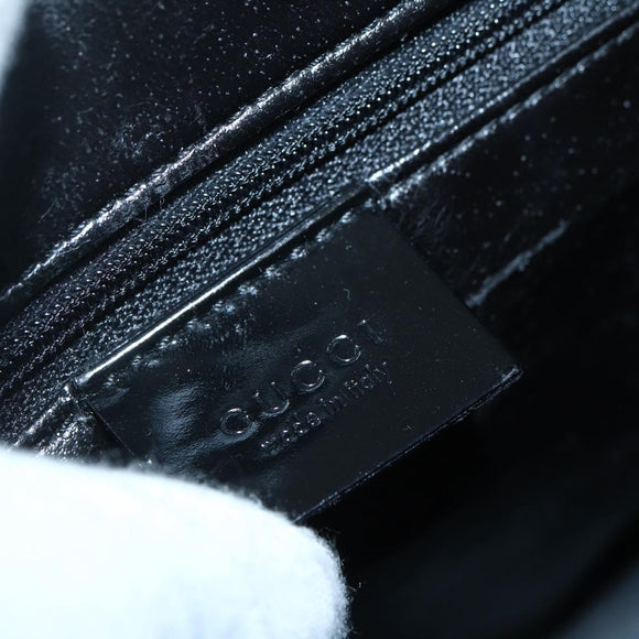 GUCCI Shoulder Bag Enamel Black Silver 001 3031 Auth 143306