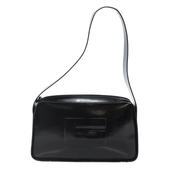 GUCCI Shoulder Bag Enamel Black Silver 001 3031 Auth 143306
