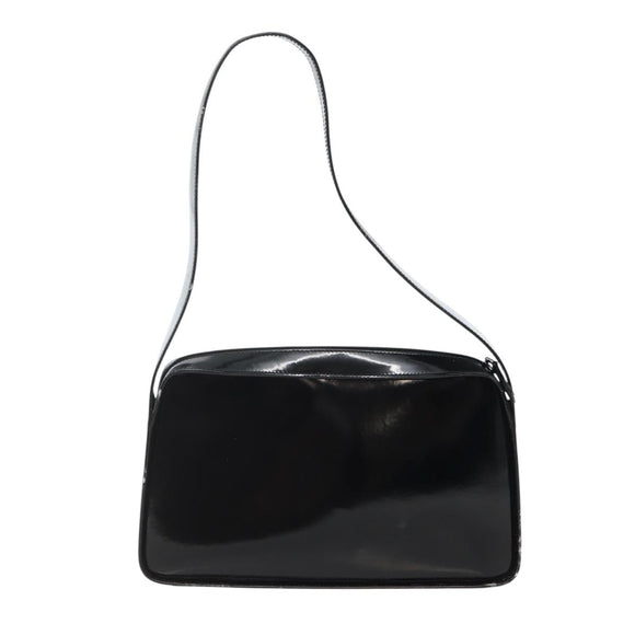 GUCCI Shoulder Bag Enamel Black Silver 001 3031 Auth 143306