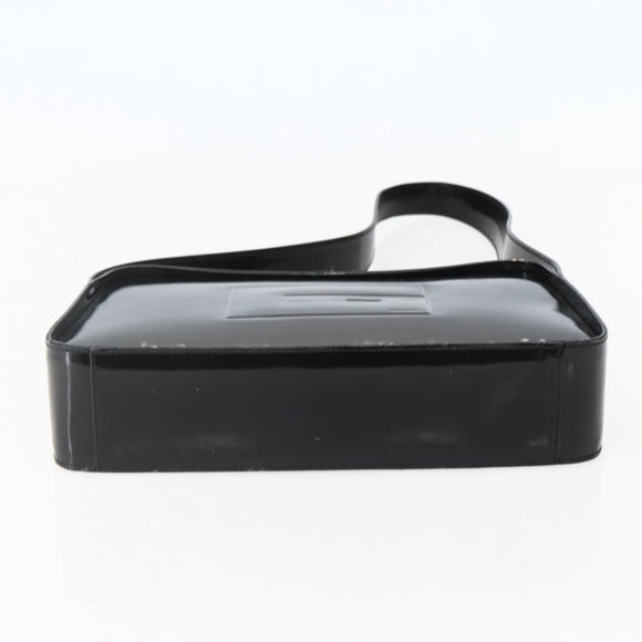 GUCCI Shoulder Bag Enamel Black Silver 001 3031 Auth 143306