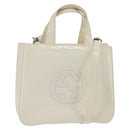 GUCCI Hand Bag Enamel 2way White Silver 001 1013 0504 Auth 143307-1