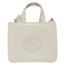 GUCCI Hand Bag Enamel 2way White Silver 001 1013 0504 Auth 143307-2