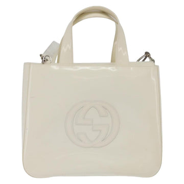 GUCCI Hand Bag Enamel 2way White Silver 001 1013 0504 Auth 143307 - 0