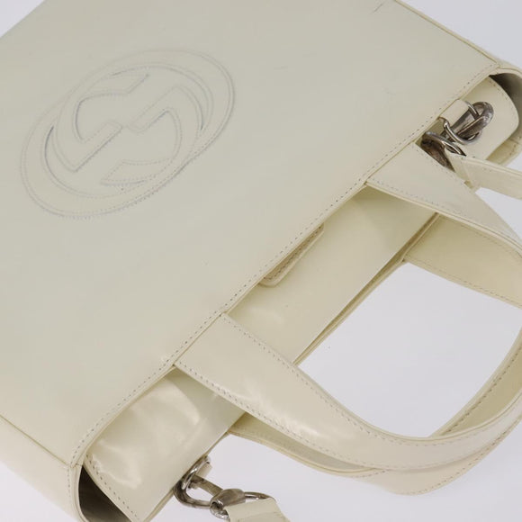 GUCCI Hand Bag Enamel 2way White Silver 001 1013 0504 Auth 143307