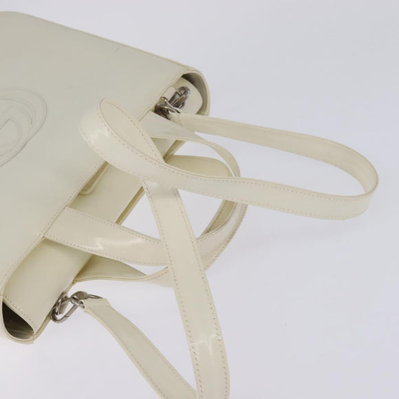 GUCCI Hand Bag Enamel 2way White Silver 001 1013 0504 Auth 143307