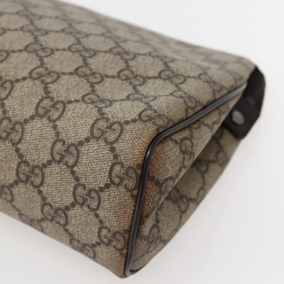 GUCCI GG Supreme Clutch Bag PVC Beige Silver 130653 Auth 143310