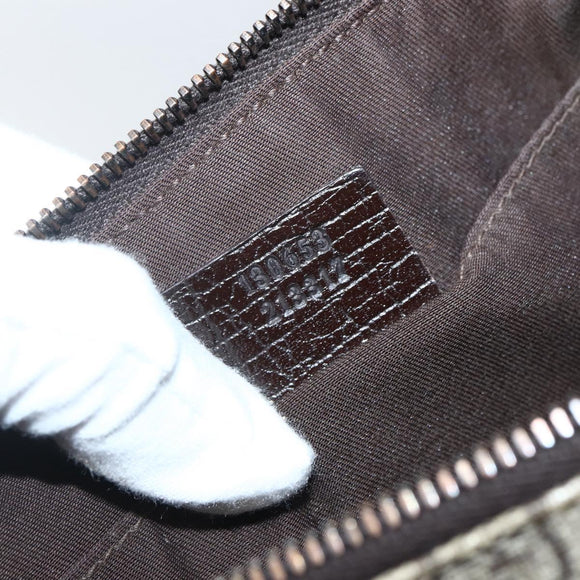 GUCCI GG Supreme Clutch Bag PVC Beige Silver 130653 Auth 143310