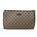 GUCCI GG Supreme Clutch Bag PVC Beige Silver 130653 Auth 143310-13