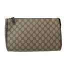 GUCCI GG Supreme Clutch Bag PVC Beige Silver 130653 Auth 143310-2