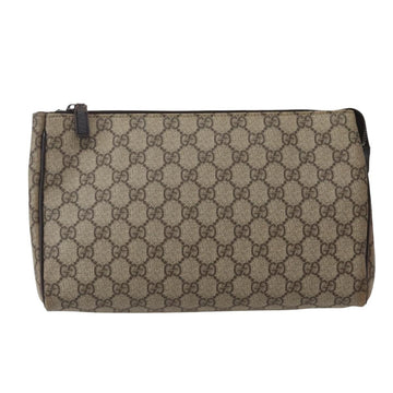 GUCCI GG Supreme Clutch Bag PVC Beige Silver 130653 Auth 143310 - 0