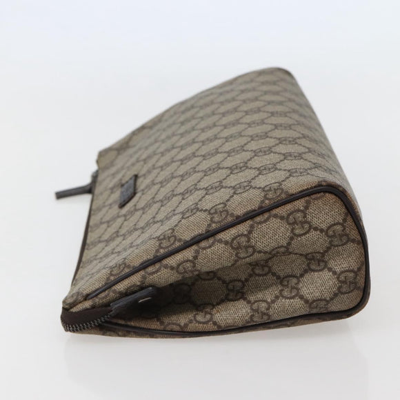 GUCCI GG Supreme Clutch Bag PVC Beige Silver 130653 Auth 143310