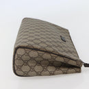 GUCCI GG Supreme Clutch Bag PVC Beige Silver 130653 Auth 143310-4