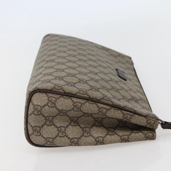 GUCCI GG Supreme Clutch Bag PVC Beige Silver 130653 Auth 143310