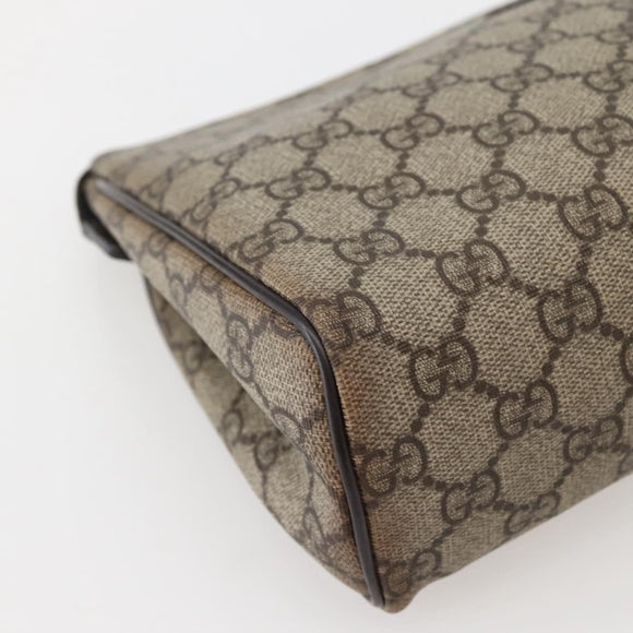 GUCCI GG Supreme Clutch Bag PVC Beige Silver 130653 Auth 143310