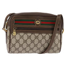 GUCCI GG Supreme Web Sherry Line Bag PVC Beige Gold 56 02 087 Auth 143328-1