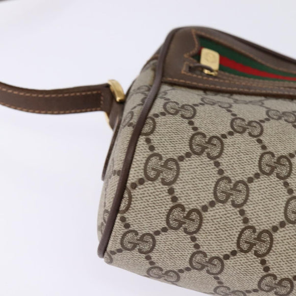 GUCCI GG Supreme Web Sherry Line Bag PVC Beige Gold 56 02 087 Auth 143328