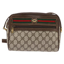 GUCCI GG Supreme Web Sherry Line Bag PVC Beige Gold 56 02 087 Auth 143328-13