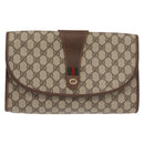 GUCCI GG Supreme Web Sherry Line Bag PVC Beige Gold 156 01 031 Auth 143329-2
