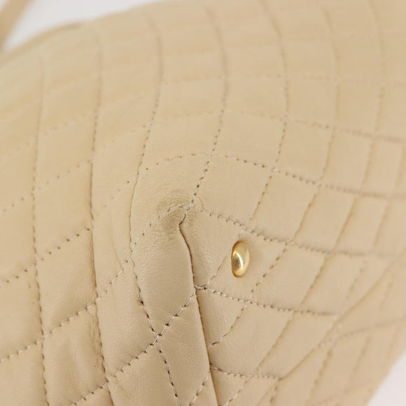 BALLY Shoulder Bag Leather Beige Gold Auth 143330