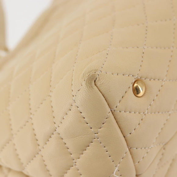 BALLY Shoulder Bag Leather Beige Gold Auth 143330