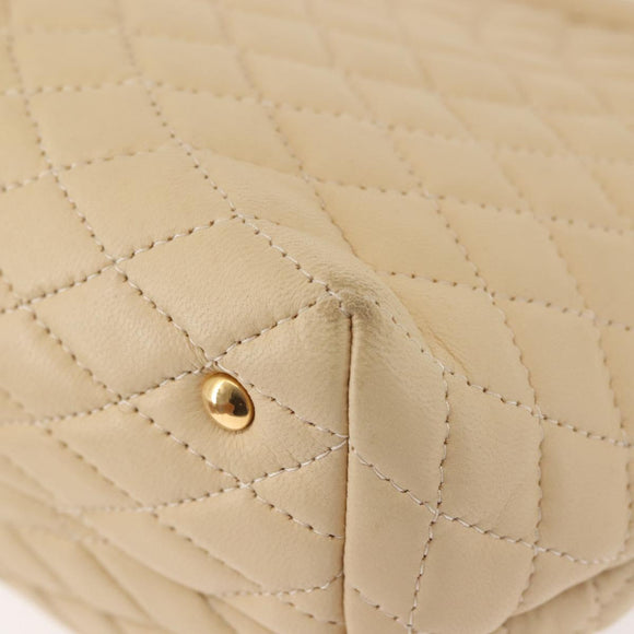 BALLY Shoulder Bag Leather Beige Gold Auth 143330