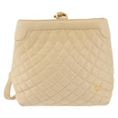 BALLY Shoulder Bag Leather Beige Gold Auth 143330-13