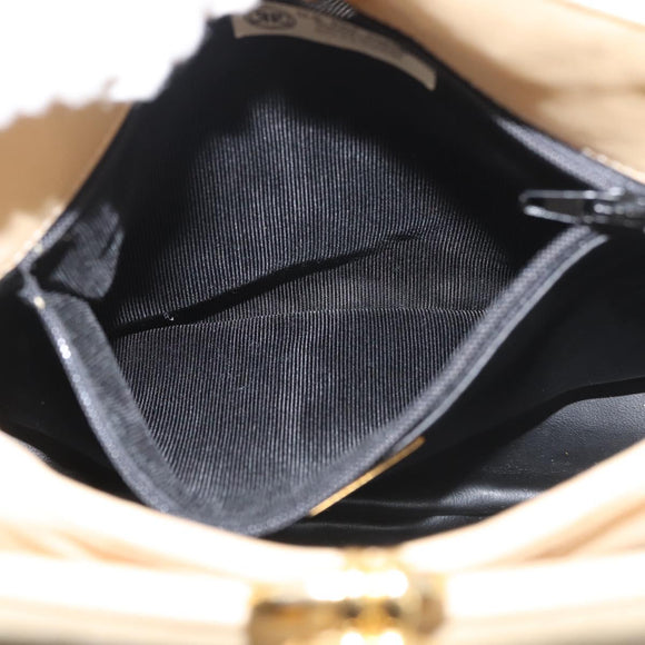 BALLY Shoulder Bag Leather Beige Gold Auth 143330