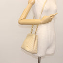 BALLY Shoulder Bag Leather Beige Gold Auth 143330-23