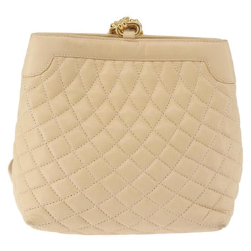 BALLY Shoulder Bag Leather Beige Gold Auth 143330 - 0