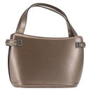 BALLY Hand Bag Leather Champagne Gold Auth 143331-1