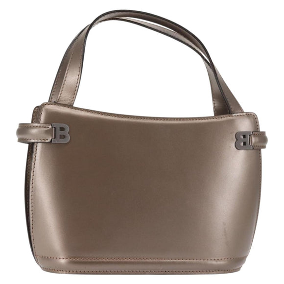 BALLY Hand Bag Leather Champagne Gold Auth 143331