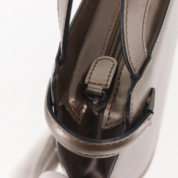 BALLY Hand Bag Leather Champagne Gold Auth 143331