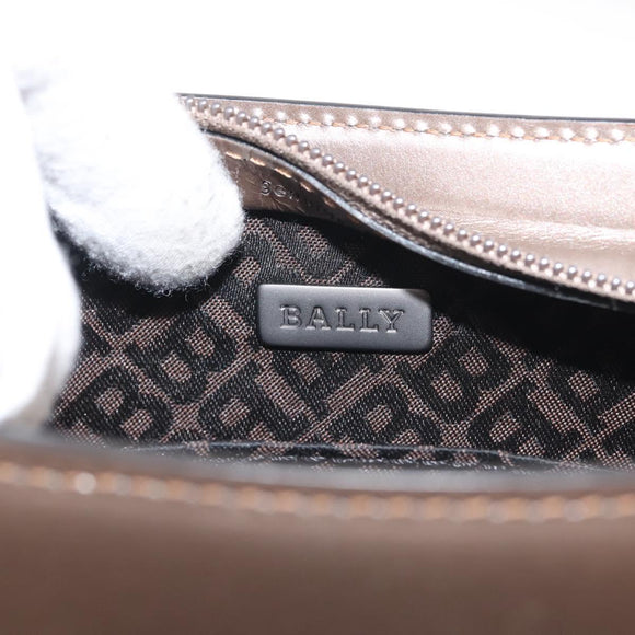 BALLY Hand Bag Leather Champagne Gold Auth 143331