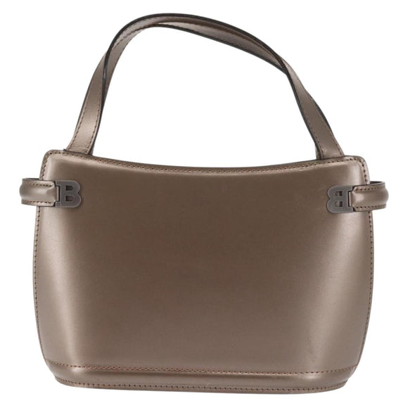 BALLY Hand Bag Leather Champagne Gold Auth 143331