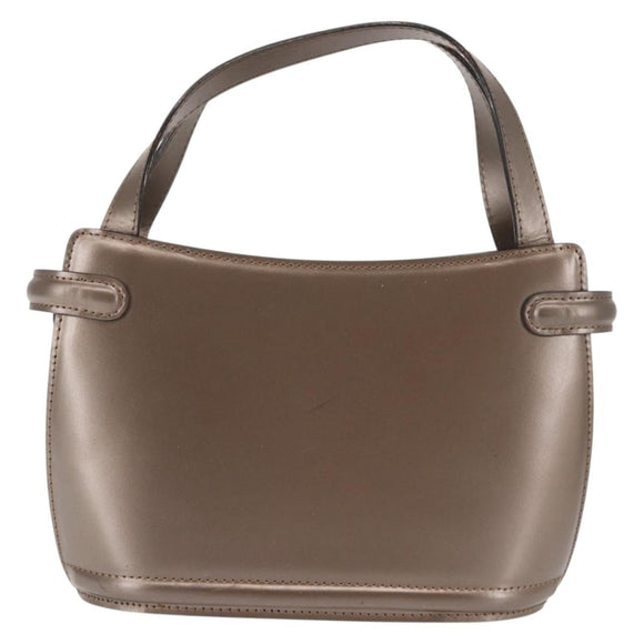 BALLY Hand Bag Leather Champagne Gold Auth 143331