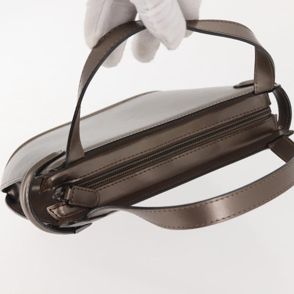 BALLY Hand Bag Leather Champagne Gold Auth 143331