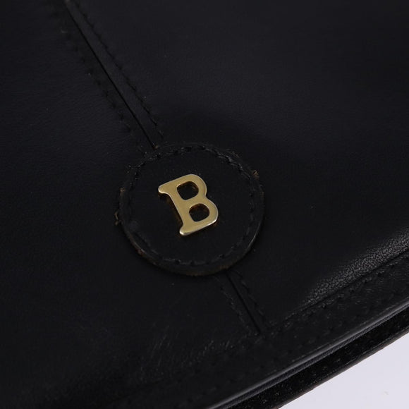 BALLY Shoulder Bag Leather Black Gold Auth 143332