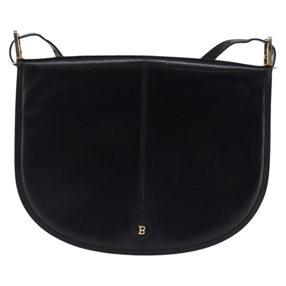 BALLY Shoulder Bag Leather Black Gold Auth 143332