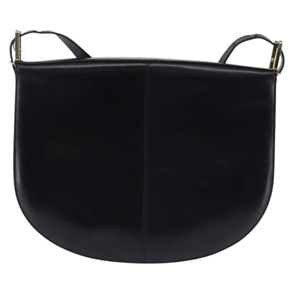 BALLY Shoulder Bag Leather Black Gold Auth 143332