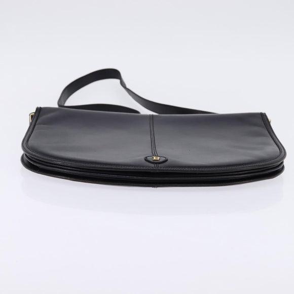 BALLY Shoulder Bag Leather Black Gold Auth 143332
